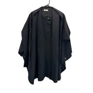 NWT Avoca Wool Cashemere Cape Jacket Neck Tie Black One Size